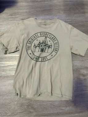 Disney Beige Graphic Tee with Castle Emblem